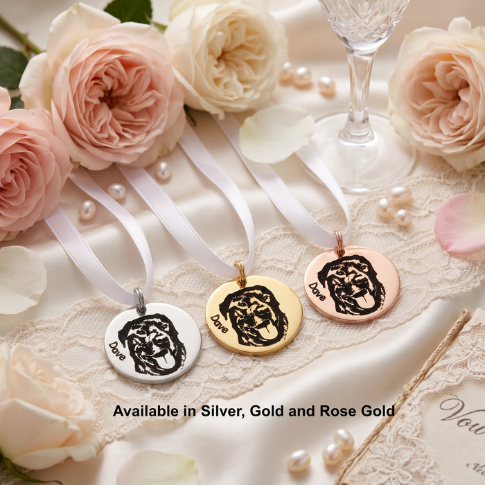 Personalized Bouquet Charm Cat Photo, Engraved Pet Bouquet Charm, Bride Wedding Gift, Keepsake Wedding Charm, Cat Memorial Bouquet Charm - BC14