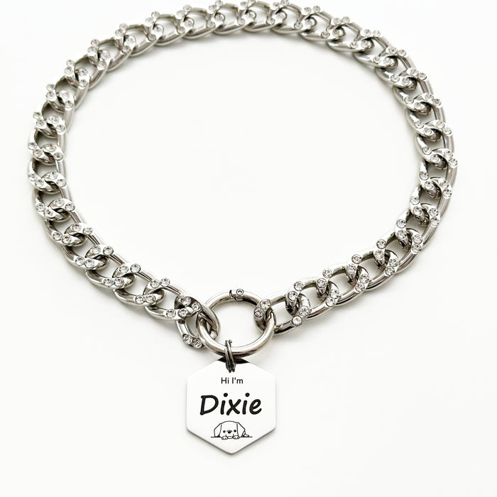 Custom Chain Link Dog Necklace Collar Lightweight and Non Tarnish - Gift for Dog Owner - DCN047