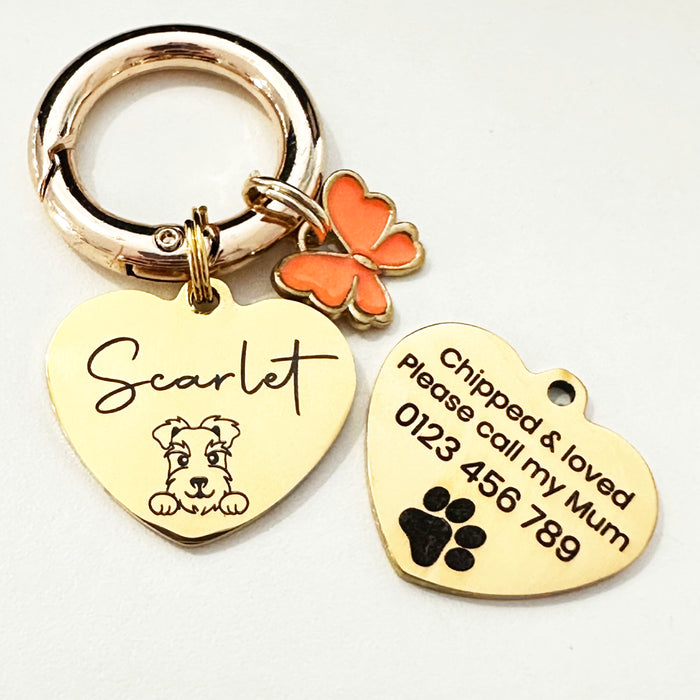 Cute Durable Dog Tag Heart Shape Personalised Engraved Stainless Steel for Puppy –  HDT005