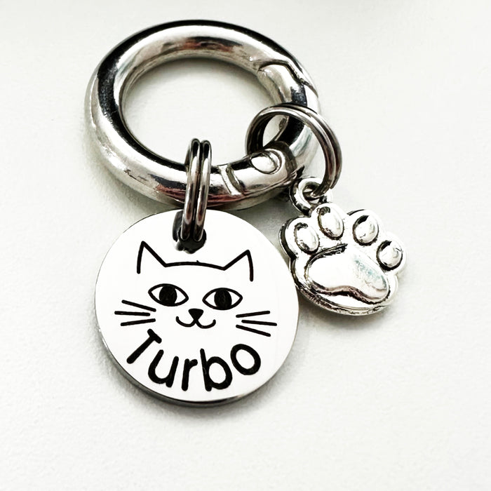 15mm Tiny Cat Name ID Tag Stainless Steel Deep Engraved Stainless Steel - CT010