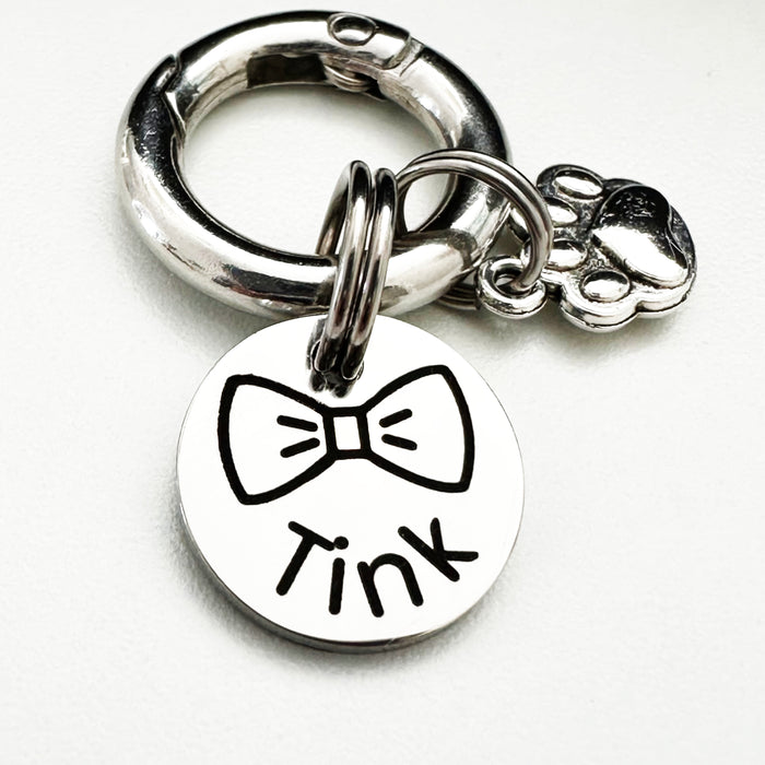 Tiny Cat Tag Stainless Steel Deep Engraved, 15mm - Buffy - CT012