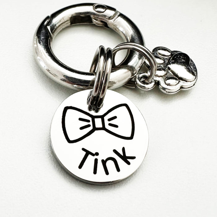 Tiny Cat Tag Stainless Steel Deep Engraved, 15mm - Tink - CT011
