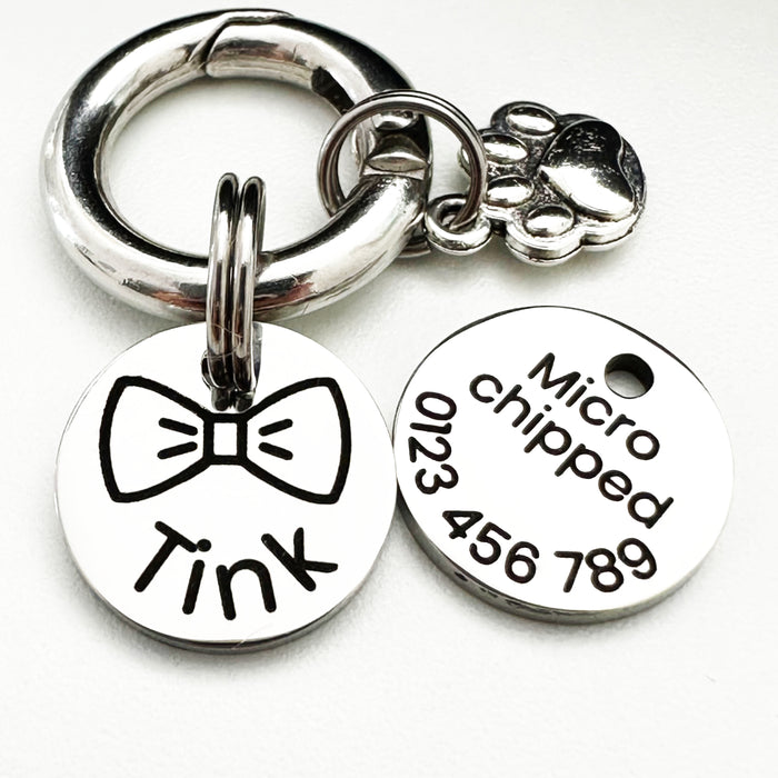 Tiny Cat Tag Stainless Steel Deep Engraved, 15mm - Buffy - CT012