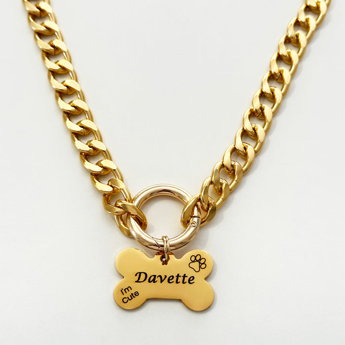 Dog Necklace Gold Custom Chain Link Dog Necklace For Dog