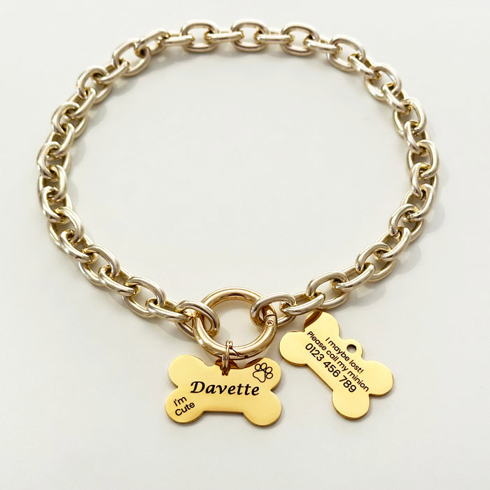 Chain Link Dog Necklace for Dog - Personalized Dog Chain Collar Gold - Gift for Dog Owner Australia – Lucida  Calligraphy - DCN001-5