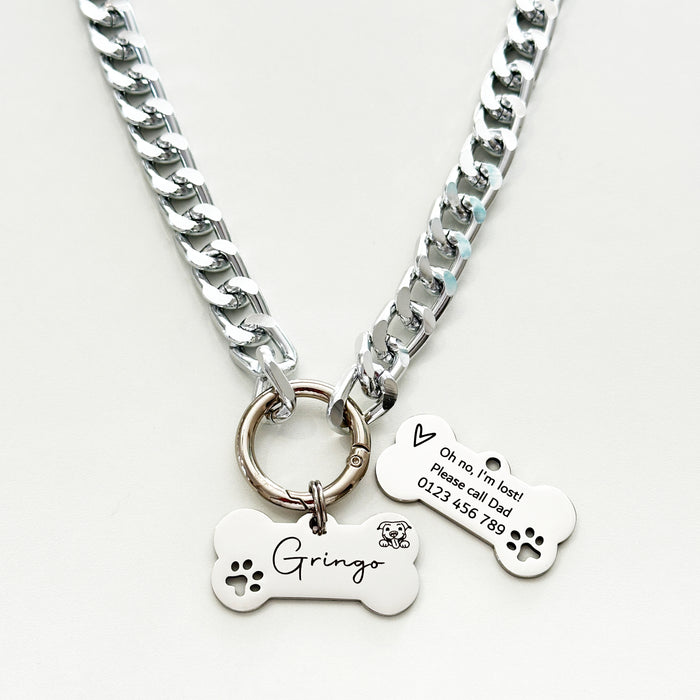 Lightweight Cuban Chain Link Dog Collar Necklace Australia - Personalized Gift for Dog Owner - DCN016-1