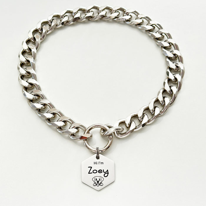 Lightweight Cuban Chain Link Dog CollarNecklace for Pet Non-tarnish Personalized Australia - Gift for Dog Owner - DCN029