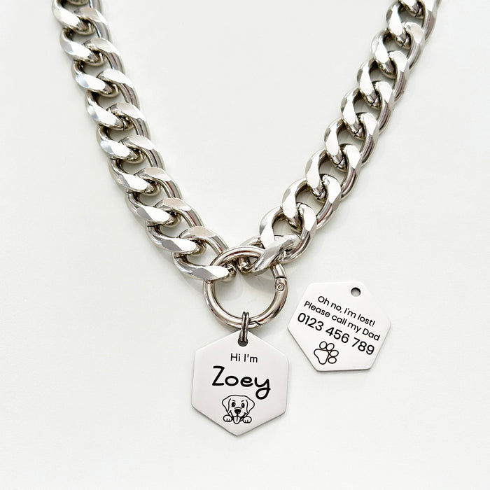 Lightweight Cuban Chain Link Dog CollarNecklace for Pet Non-tarnish Personalized Australia - Gift for Dog Owner - DCN029