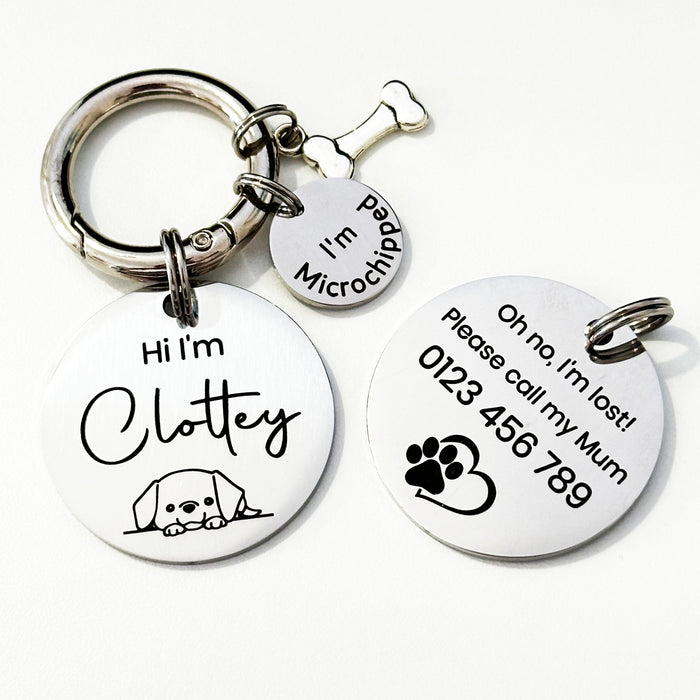 Dog Tags - Personalised Engraved Dog Tags Round "I think I'm lost!" with FONT Selection - DT003-1