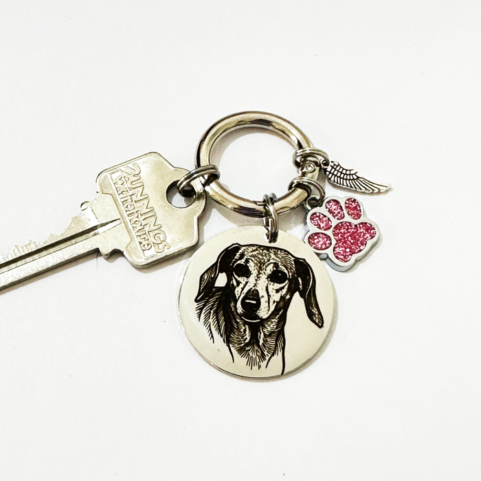 Personalised Engraved Pet Remembrance Gift - Dog Cat Photo Memorial Keychain Silver Gold Rose Gol - Pet Loss Gift - KCD003