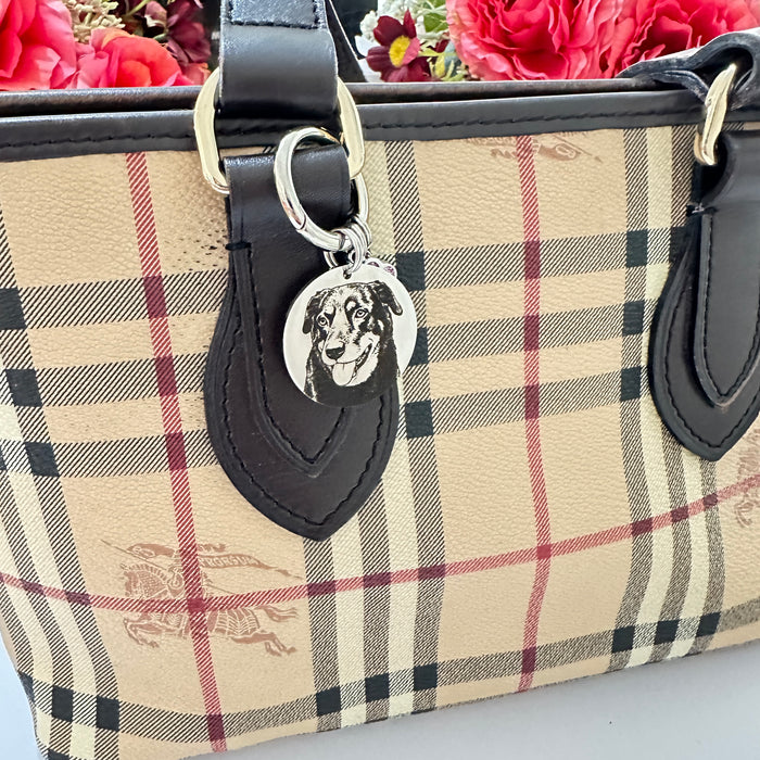 Personalized Egraved Pet Photo Keychain Stainless Steel - Dog Memorial Keyring  Silver Gold - Pet Loss Key chain - KCD002