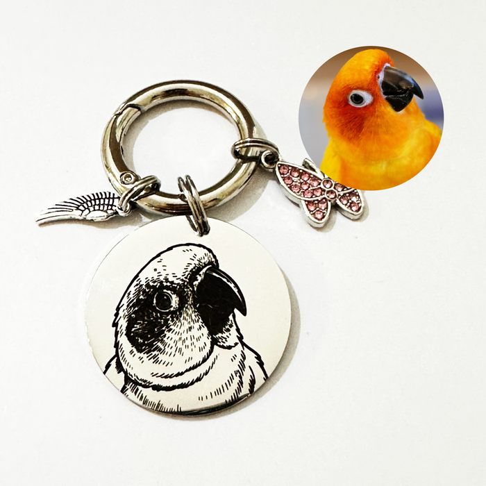 Actual Pet Photo Memorial Keyring - Engraved Dog Remembrance Gift Silver Gold - KCD007