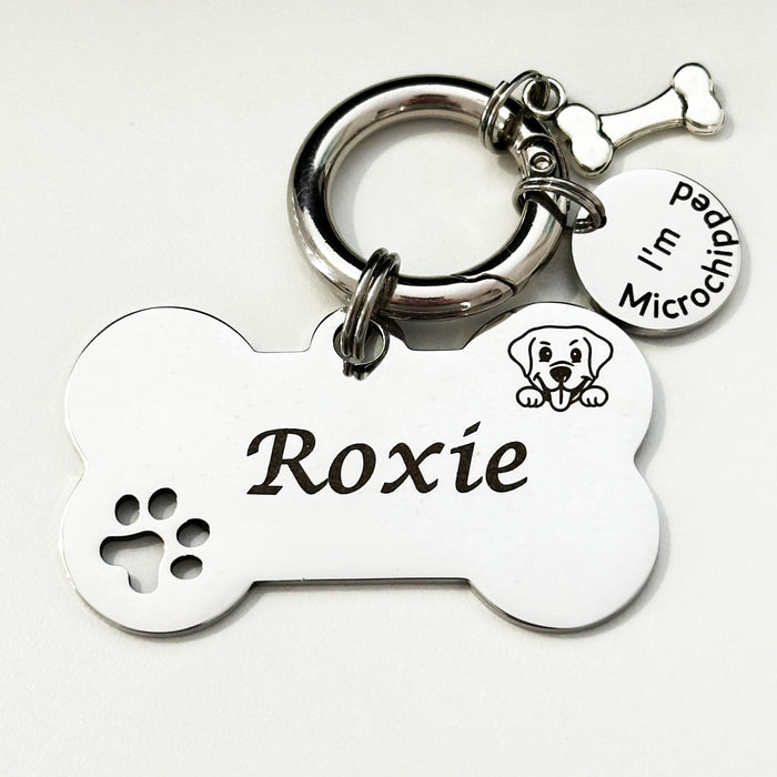 Dog Tags - Durable Bone Shape Stainless Steel Dog Breed Pet ID Name Tag with Font Selections - DT038-1