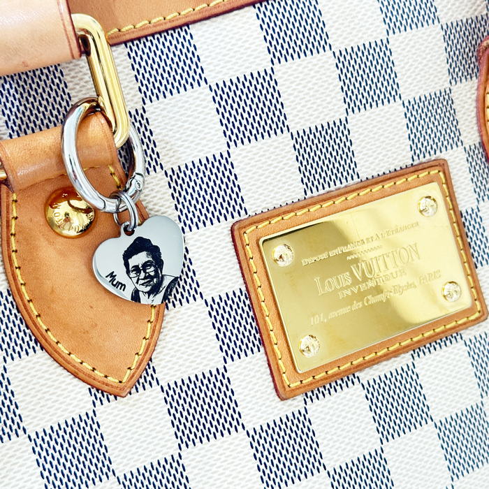 Personalised Memorial Gift Keyring, Engraved Real Photo in Stainless Steel Keychain Remembrance Key Chain, Grievance Gift, Heart Shaped - KCD016