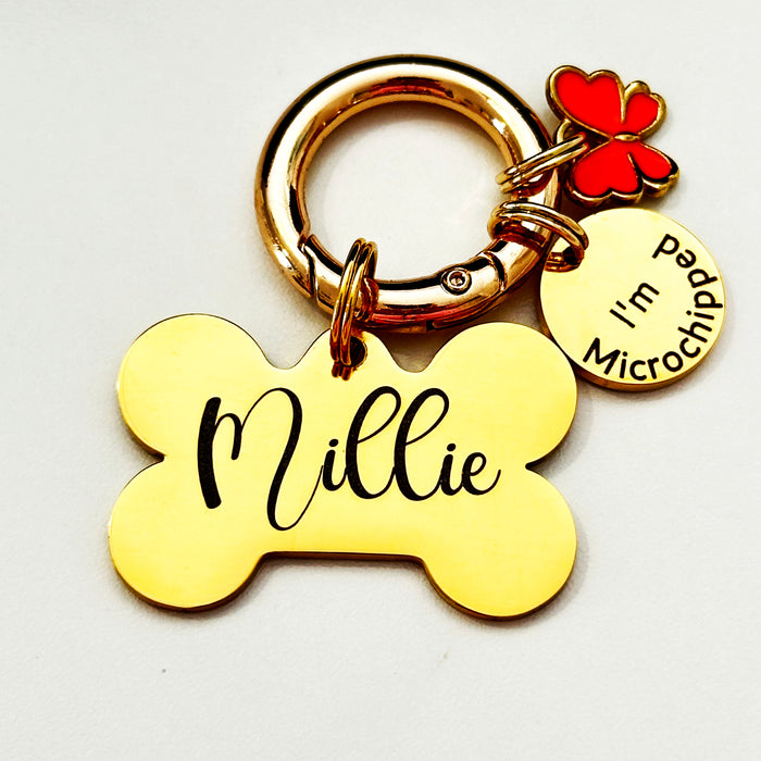 Dog Tag - Personalised Bone Shape Engraved Pet ID Name Tags Stainless Steel -  DT031