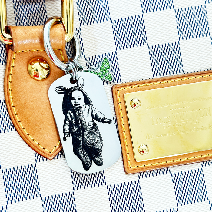 Custom Engraved Photo Keychain Gold Silver – Personalised Picture Keyring Gift for Aunt, Uncle Portrait Keepsake - KCD026