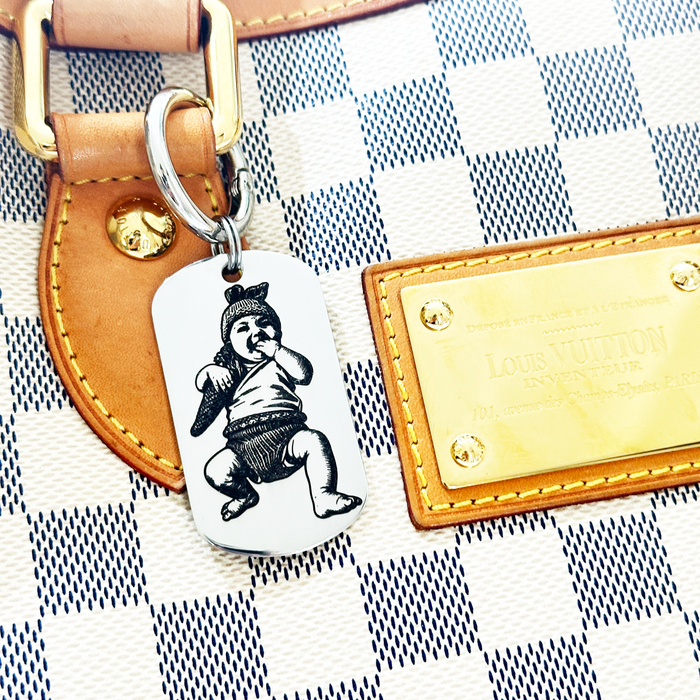 Personalised Stainless Steel Photo Keychain – Custom Engraved Picture Keyring Gift Silver or Gold - KCD030