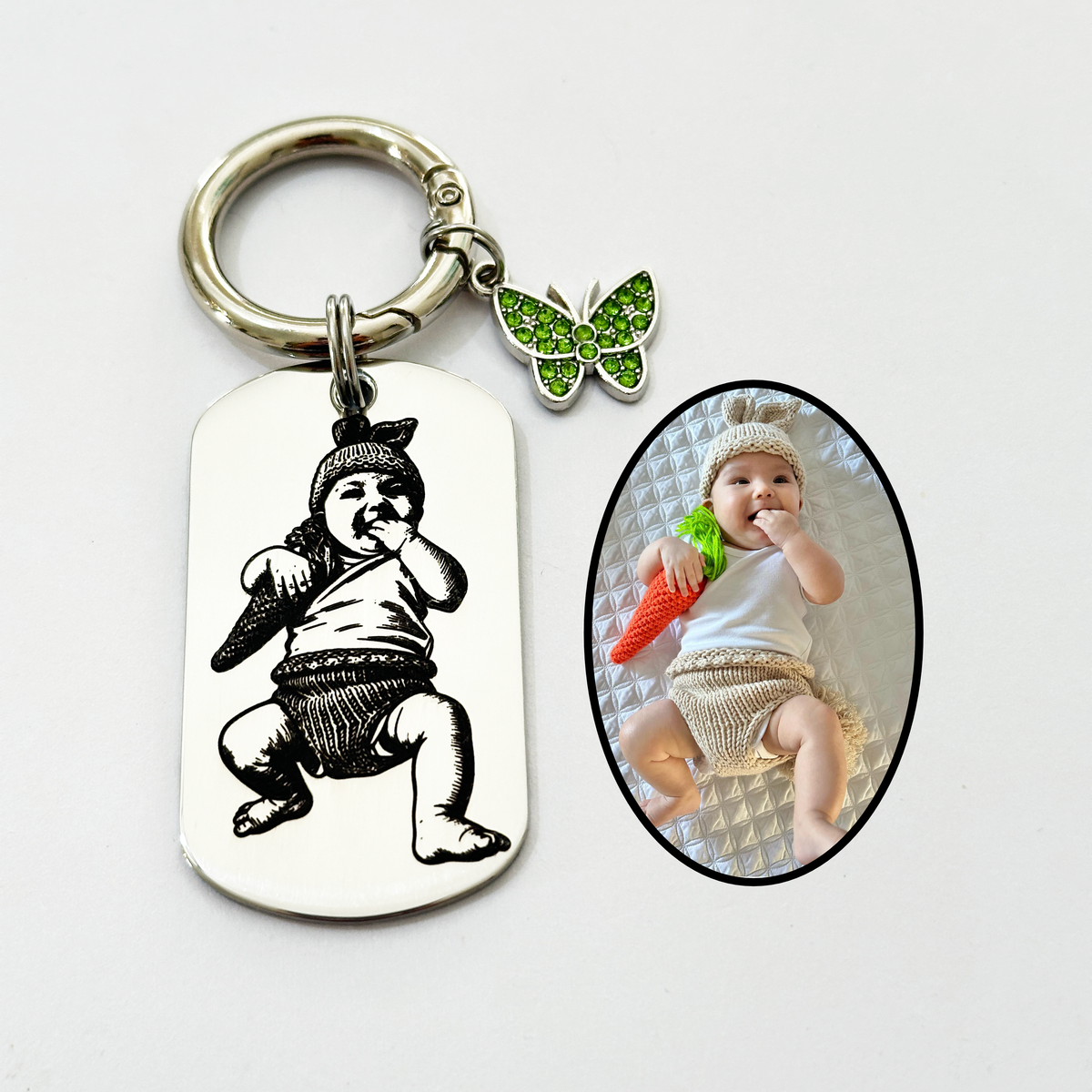 Personalised Photo Keychain Stainless Steel – Custom Engraved Picture ...