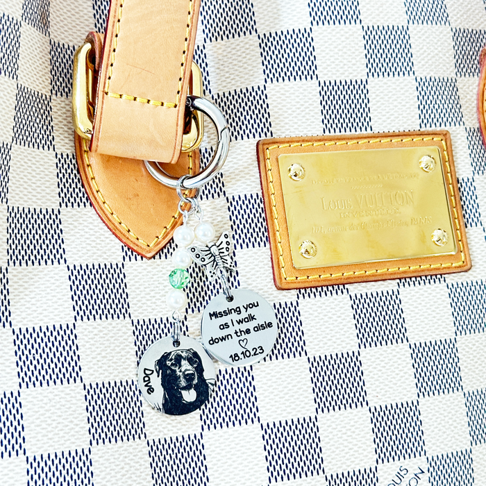 Personalised Photo Bouquet Charm Cat Dog Engraved – Pet Memorial Wedding Bouquet Charm Keepsake Bride Gift - BC17