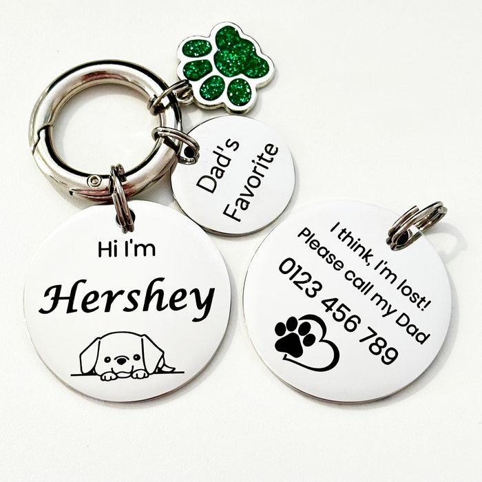 Dog Tags - Durable Engraved Dog ID Tag Round with Font Selection - Metal Pet Tags -  DT008-1