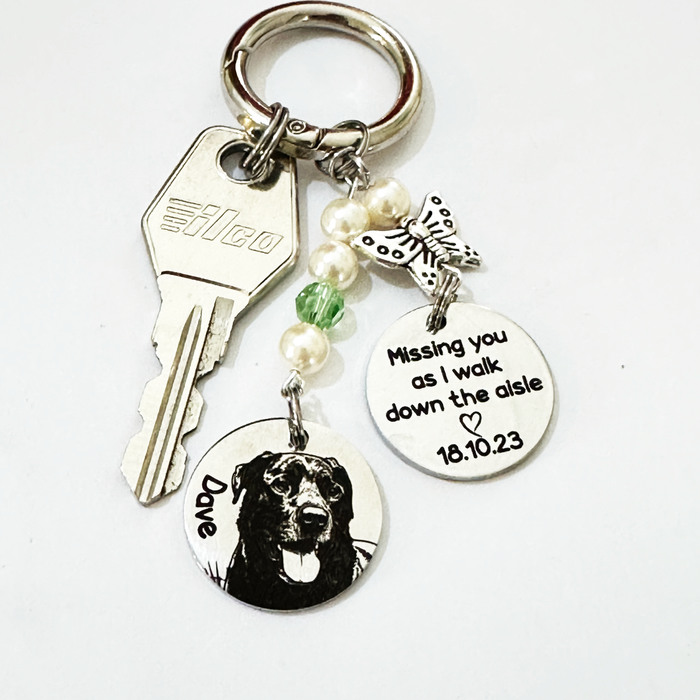 Custom Cat Photo Bouquet Charm Engraved – Pet Memorial Wedding Bouquet Charm Keepsake Bride Gift - BC16
