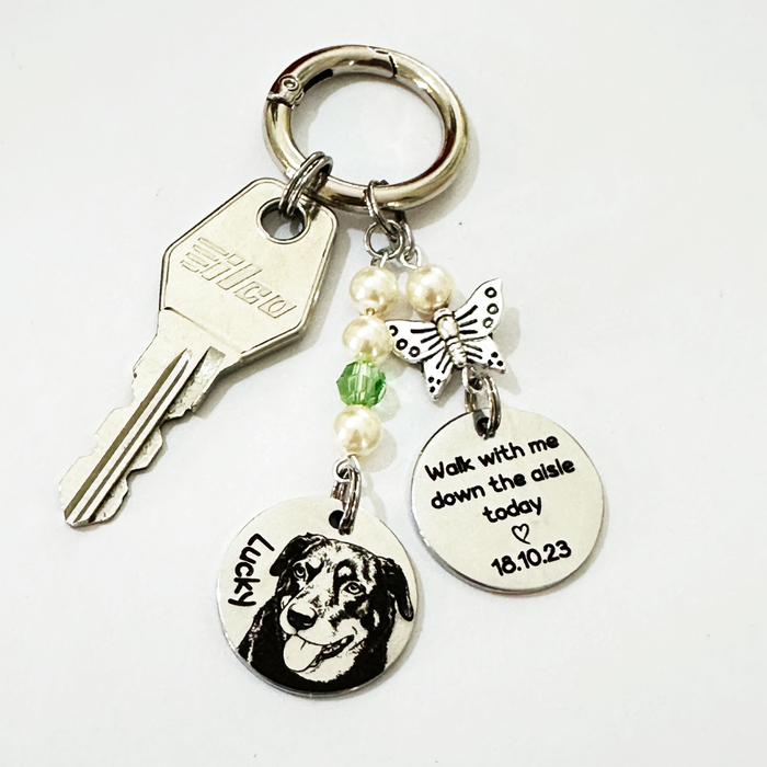 Personalised Photo Bouquet Charm Cat Dog Engraved – Pet Memorial Wedding Bouquet Charm Keepsake Bride Gift - BC17