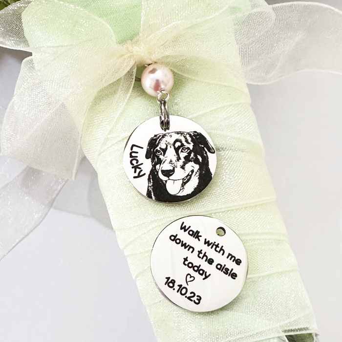 Custom Cat Photo Bouquet Charm Engraved – Pet Memorial Wedding Bouquet Charm Keepsake Bride Gift - BC12