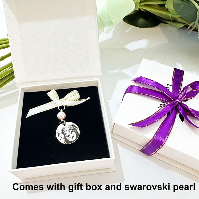Custom Cat Photo Bouquet Charm Engraved – Pet Memorial Wedding Bouquet Charm Keepsake Bride Gift - BC12