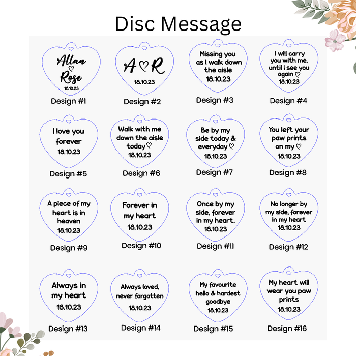 Personalised Dog Cat Photo Bouquet Charm – Engraved Pet Memorial Wedding Bouquet Keepsake Gift for Bride- BC15