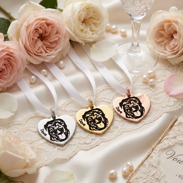 Custom Dog Photo Bouquet Charm, Engraved Pet Bouquet Charm, Bride Wedding Gift, Keepsake Wedding Charm, Dog Memorial Bouquet Charm - BC11