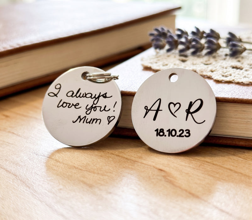Handwriting Bouquet Charm Two Sided/Personalized Engraved Bouquet Charm/Wedding Memorial Bouquet Charm/Wedding Keepsake Gift for Bride To Be - BC04