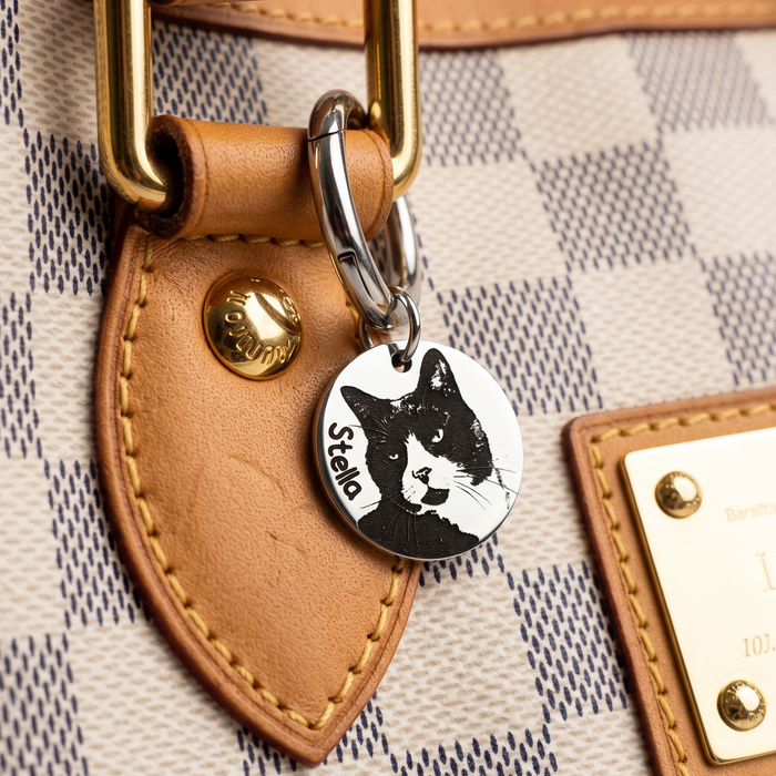 Personalized Bouquet Charm Cat Photo, Engraved Pet Bouquet Charm, Bride Wedding Gift, Keepsake Wedding Charm, Cat Memorial Bouquet Charm - BC14