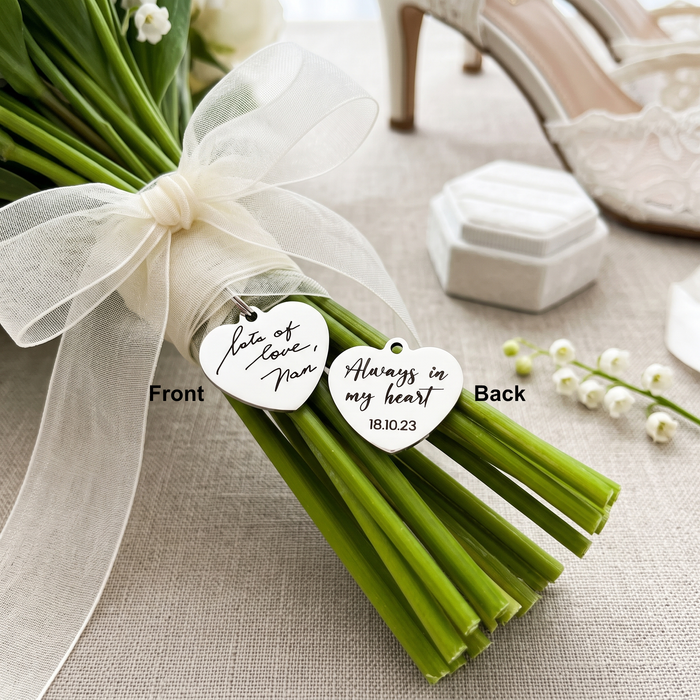 Bouquet Charm Actual Handwriting Engraved/Personalised Wedding Bouquet Charm/Bridal Keepsake Charm/Brides Gift/Custom Memorial Bouquet Charm - BC03