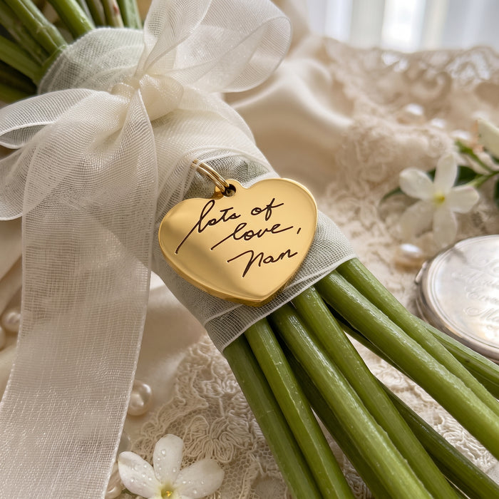 Bouquet Charm Actual Handwriting Engraved/Personalised Wedding Bouquet Charm/Bridal Keepsake Charm/Brides Gift/Custom Memorial Bouquet Charm - BC03
