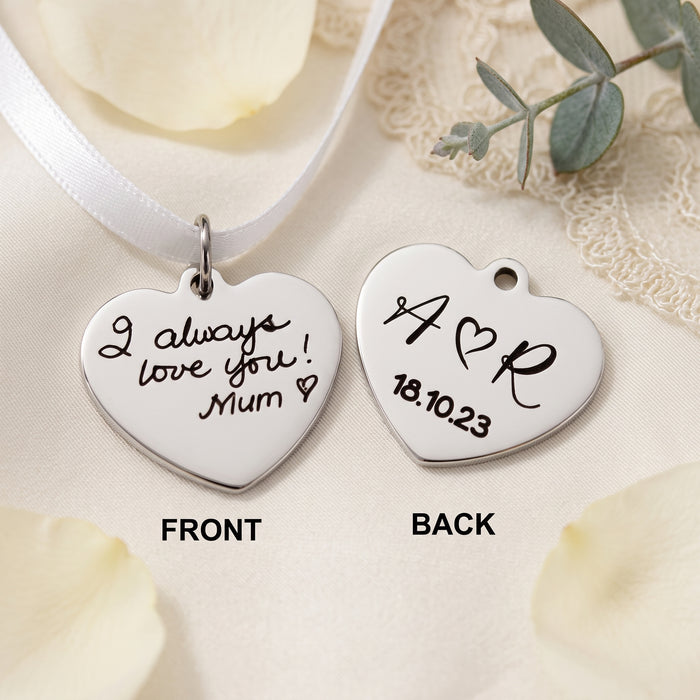 Actual Handwriting Bouquet Charm Personalized Two Sided/Engraved Heart Shape Bouquet Charm/Wedding Keepsake Bouquet Charm/Bride To Be Gift - BC01