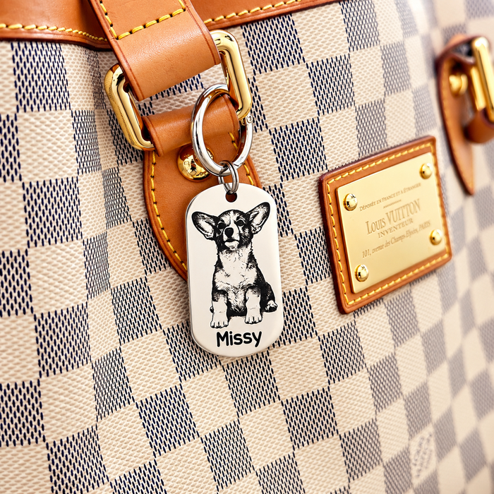 Personalised Pet Photo Keyring Engraved: Stainless Steel Dog Cat Portrait Key Chain Gold Silver, Dog Mum Keychain, Pet Keepsake Gift - KCD020
