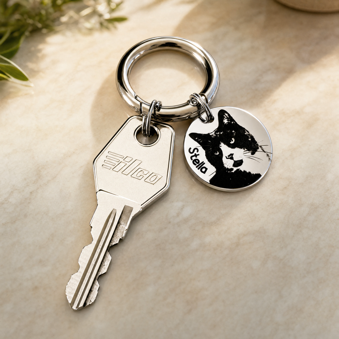 Personalized Bouquet Charm Cat Photo, Engraved Pet Bouquet Charm, Bride Wedding Gift, Keepsake Wedding Charm, Cat Memorial Bouquet Charm - BC14