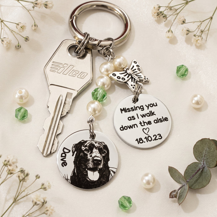 Custom Cat Dog Photo Bouquet Charm Engraved – Pet Memorial Wedding Bouquet Charm Keepsake Bride Gift - BC16