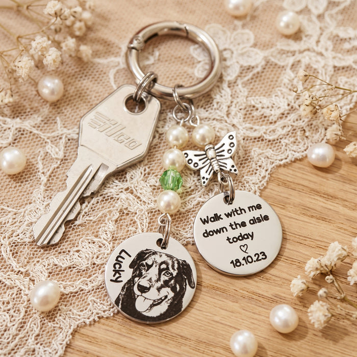 Personalised Photo Bouquet Charm Cat Dog Engraved – Pet Memorial Wedding Bouquet Charm Keepsake Bride Gift - BC17