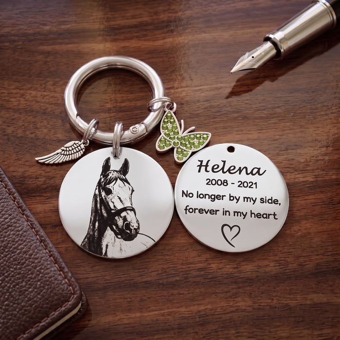 Customised Engraved Pet Loss Memorial Keychain - Actual Horse Dog Cat  Photo Keepsake Remembrance Gift - KCD006