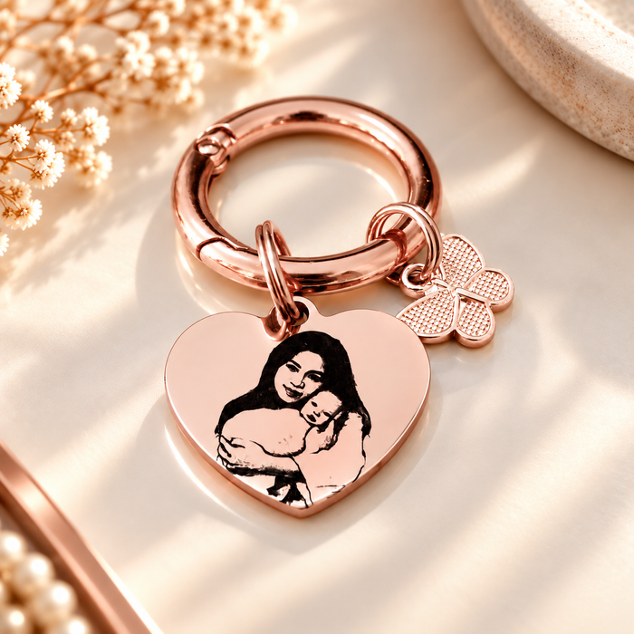 Custom Engraved Photo Keychain in Stainless Steel - Birthday Gift - Anniversary Gift - KCD014