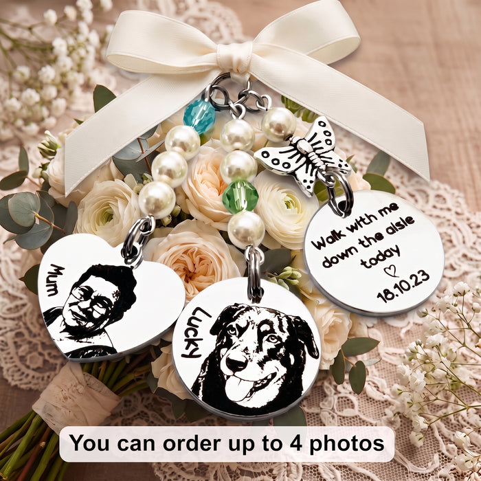 Personalised Photo Bouquet Charm Cat Dog Engraved – Pet Memorial Wedding Bouquet Charm Keepsake Bride Gift - BC17
