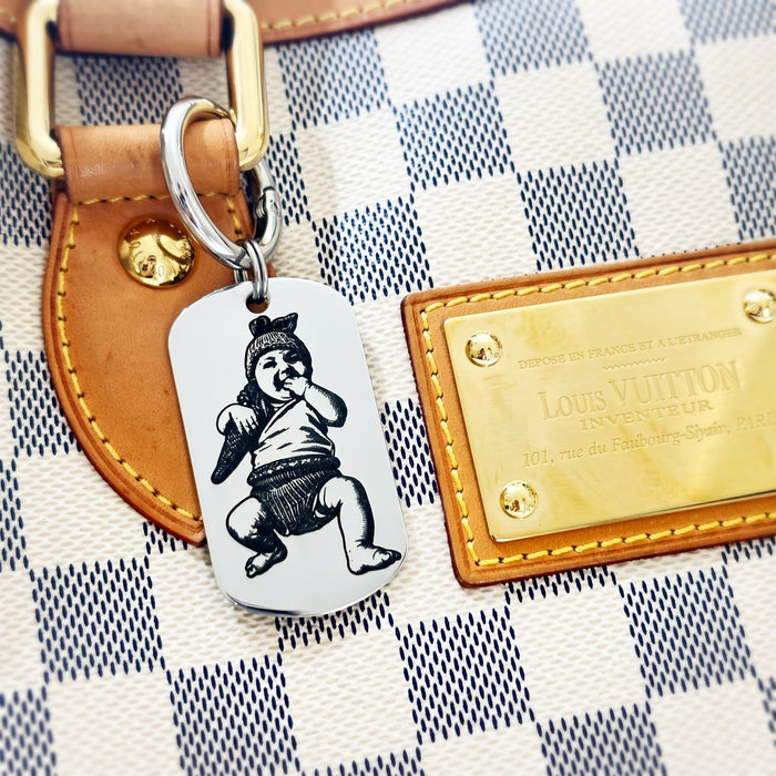 Personalised Photo Keychain Stainless Steel – Custom Engraved Picture Keyring Silver or Gold - KCD029