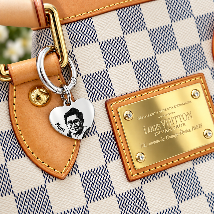 Personalised Memorial Gift Keyring, Engraved Real Photo in Stainless Steel Keychain Remembrance Key Chain, Grievance Gift, Heart Shaped - KCD016