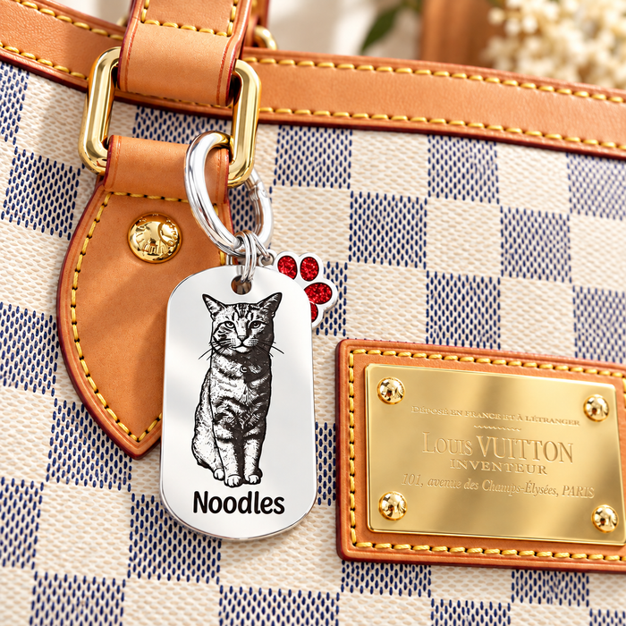 Personalised Cat Photo Keyring Engraved: Stainless Steel Gold Silver, Gift for Cat Owner, Cat Portrait Key Chain, Cat Mum Keychain, Funny Cat Key Ring, Pet Keepsake Gift - KCD021