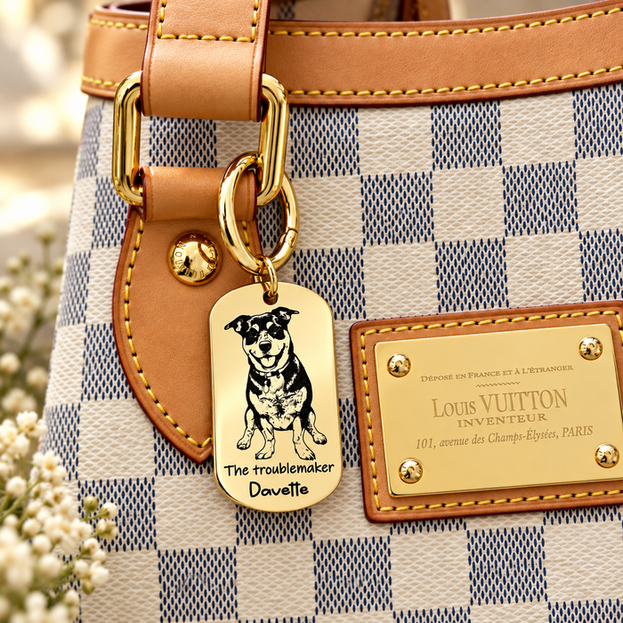 Engraved Real Dog Photo Keychain, Dog Dad Gift, Custom Dog Portrait Key Chain, Dog Mum Keyring, Funny Pet Key ring, Pet Memorial Gift - KCD017