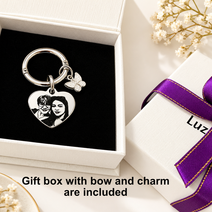 Custom Engraved Photo Keychain in Stainless Steel - Birthday Gift - Anniversary Gift - KCD014