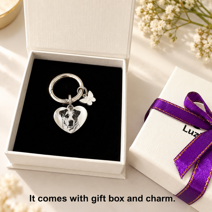 Personalised Pet Photo Keychain Laser Engraved Stainless Steel - Dog Mum and Dad Gift - Cat Remembrance Keyring - KCD012