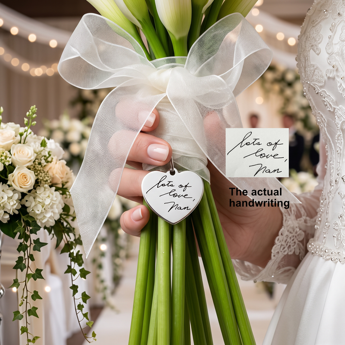 Bouquet Charm Actual Handwriting Engraved/Personalised Wedding Bouquet Charm/Bridal Keepsake Charm/Brides Gift/Custom Memorial Bouquet Charm - BC03