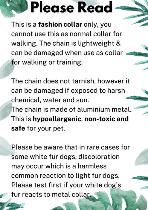 Lightweight Gold Dog Chain Collar: Personalized Custom Size Pet Necklace Optional ID Tag S-XL - DCN120